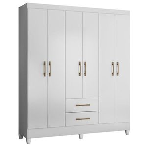 Guarda Roupa Casal Panamá 6 Portas Branco Brilho - Moval