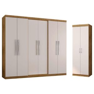Guarda Roupa Casal Prime 6000 E Multiuso 6020 Freijó Baunilha - Araplac