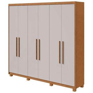 Guarda Roupa Casal áries 6 Portas Amêndoa Clean Off White Com Pés - Lopas