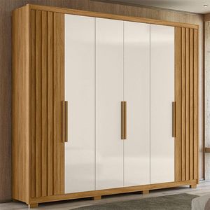 Guarda Roupa Casal Ambiente Araguaia 6 Portas Freijó Off White - Moval