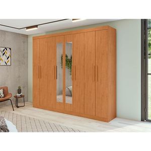 Guarda Roupa Casal Ambiente Andara Soft 8 Portas Amêndoa Clean Com Espelho - Lopas