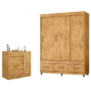 Guarda Roupa Casal 20033 Com Cômoda 8000 Freijó Flex - Araplac