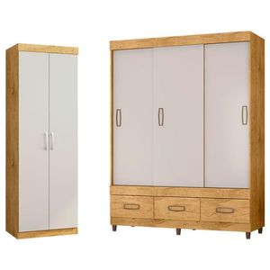 Guarda Roupa Casal 20033 Flex Com Multiuso 6020 Freijó Baunilha - Araplac