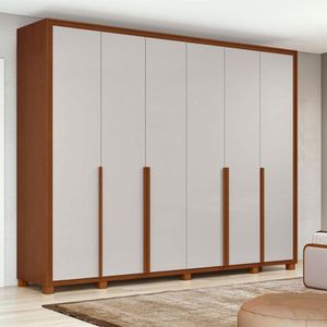 Guarda Roupa Casal Ambiente Imperatore 6 Portas Frassino Off White Com Kit Sapateira E Pés - Lopas