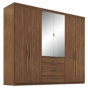 Guarda Roupa Casal Giardino 6 Portas Nogueira Touch Com Espelho - Demóbile