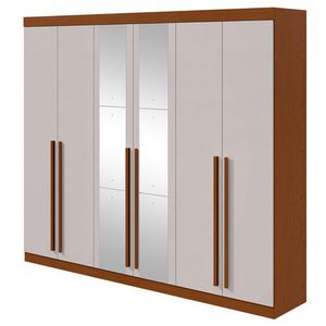 Guarda Roupa Casal Bertha 6 Portas Frassino Off White Com Espelho - Lopas