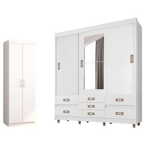 Guarda Roupa Casal E37020 Com Multiuso 6020 Branco - Araplac