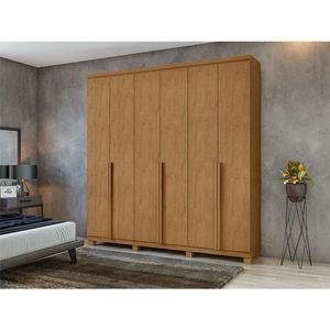 Guarda Roupa Casal Ambiente Alonzo 6 Portas Amêndoa Clean Com Pés - Lopas
