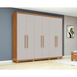 Guarda Roupa Casal Ambiente áries 6 Portas Amêndoa Clean Off White Com Pés - Lopas