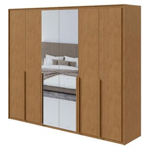 Guarda Roupa Casal Imperatore 6 Portas Amêndoa Clean Com Kit Sapateira E Espelho - Lopas