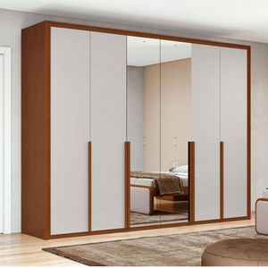 Guarda Roupa Casal Ambiente Imperatore 6 Portas Frassino Off White Com Kit Sapateira E Espelho - Lopas