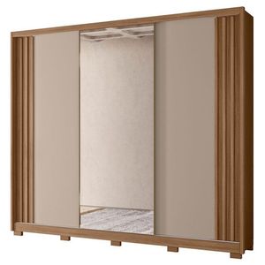 Guarda Roupa Casal Arizona 3 Portas Carvalho Fendi Com Espelho - Moval