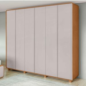 Guarda Roupa Casal Ambiente Loop 6 Portas Amêndoa Clean Off White Com Pés - Lopas