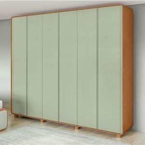 Guarda Roupa Casal Ambiente Loop 6 Portas Amêndoa Clean Sálvia Com Pés - Lopas