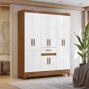 Guarda Roupa Casal Ambiente Portugal 8 Portas Naturale Branco - Moval