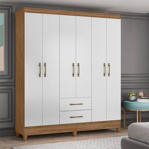 Guarda Roupa Casal Ambiente Panamá 6 Portas Naturale Branco - Moval
