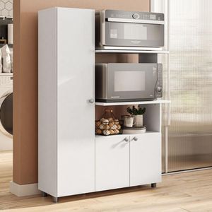 Armário De Cozinha Para Forno-micro-ondas Com 3 Portas Multimóveis Cr20348 Branco