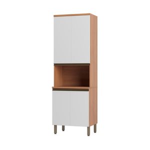 Armário De Cozinha Para Forno-micro-ondas Com 4 Portas 70cm Multimóveis Cr20399 Freijó-branco