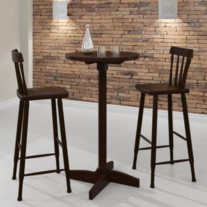 Conjunto Sala De Jantar-bar Com Mesa E 2 Banquetas Altas Cr50119 Castanho