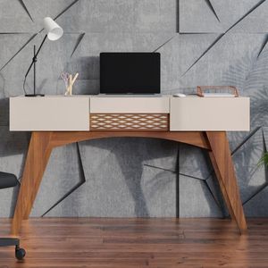 Escrivaninha Multifuncional Com Espelho E 3 Portas Retrô Multimóveis Cr25287 Matte-off White