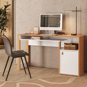 Escrivaninha Com 1 Porta 136cm Multimóveis Cr25285 Branco-freijó