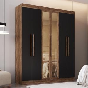 Guarda-roupas Casal 6 Portas 180cm Multimóveis Cr35262 Castanho-preto