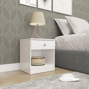 Mesa De Cabeceira London 1 Gaveta 40x45cm Branco Menu Móveis Branco