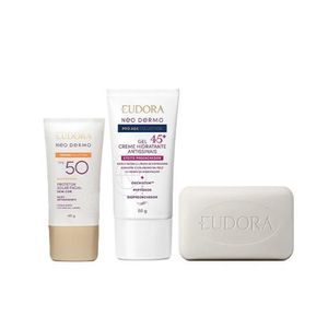 Combo Eudora Tratamento Facial Protetor Solar 50p Creme Anti-sinais Sabonete Anti Acne