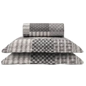 Cobre Leito Buettner Queen Microfibra Renove Estampado Austria 3 Peças Cinza