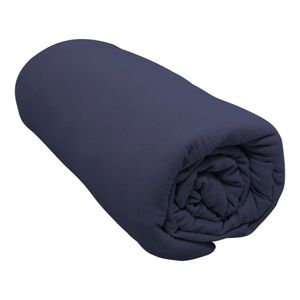 Lençol Com Elástico King Portallar Malha 100% Algodão Liso Linha Casa Azul Profundo