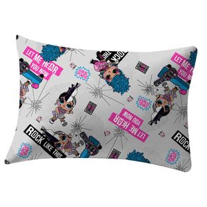 Fronha Portallar Malha Estampada Lol Omg Rock In Roll 48cmx68cm Cinza
