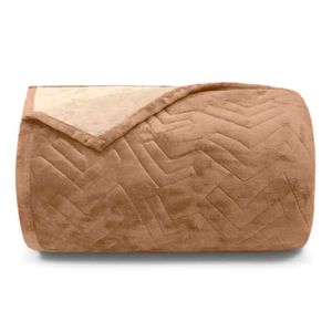 Cobertor Buettner Casal Flannel Plush 100% Poliéster Dupla Face 220mx240m Khaki Escuro / Khaki Claro
