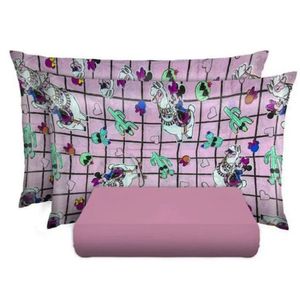 Jogo De Cama Portallar Casal Malha Disney 3 Pçs Minnie Lhama Rosa