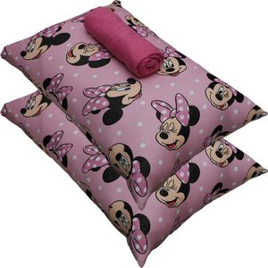 Jogo De Cama Portallar Casal Malha 100% Algodão Disney Big Minnie 3 Peças Rosa