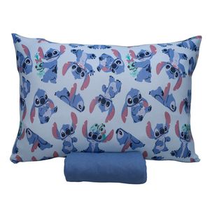 Jogo De Cama Portallar Solteiro Malha Disney Stitch E Xepa 2 Pçs Azul