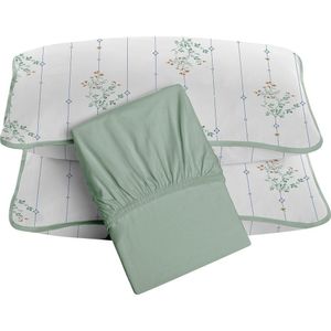 Jogo De Cama Tecebem Queen Malha 100% Algodão Fran 3 Peças Premium Verde