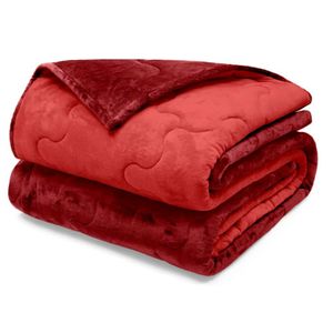 Edredom Buettner King Plush Flannel 100% Poliéster Dupla Face 260mx280m Vermelho Escuro E Vermelho Claro