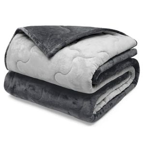 Edredom Buettner Casal Plush Flannel Dupla Face 100% Poliéster 220mx240m Metal Escuro E Metal Claro
