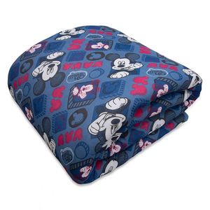 Edredom Portallar Casal Malha 100% Algodão Disney Mickey Simpático 2,00mx220m Azul Jeans