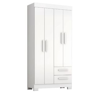 Guarda Roupas Solteiro 4 Portas 2 Gavetas Malta Branco Flex Notável