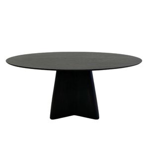 Mesa De Jantar Cone Lazo Oval 160x90 Cm Tampo Ébano Base Ébano Preto
