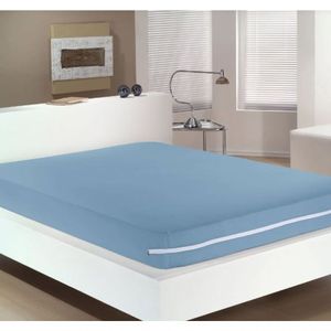 Capa Para Colchão Buettner Casal Malha 100% Algodão Com Zíper Azul