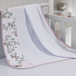 Cueiro Simples Tecebem Baby Malha 100% Algodão Estampa Lizi 80cm X 90cm Branco