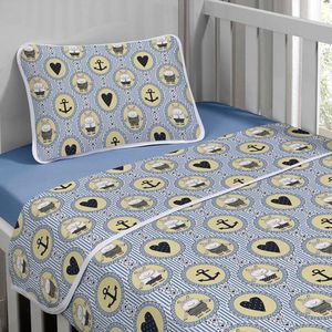 Jogo De Cama Tecebem Malha Berço Estampado Nino 3 Peças Azul