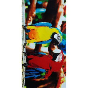 Toalha Para Praia Margex Microfibra Estampada Araras 73cm X 145m Amarela-vermelha