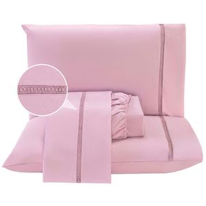 Jogo De Cama Lençol Casal Luxuria Percal 300 Fios 4 Peças - Rosê - 100% Poliéster