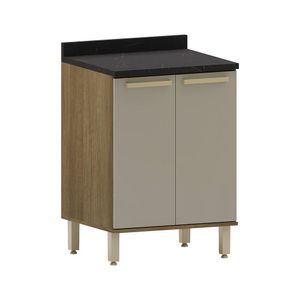 Balcão De Cozinha Com Tampo 60cm 2 Portas Isis Luciane Móvei Avelã-mocca Laca