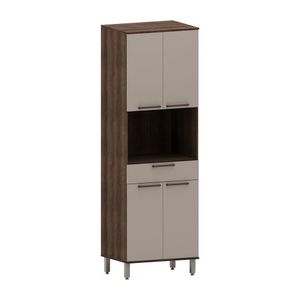 Paneleiro 70cm 4 Portas 1 Gaveta Com Espaço Microondas Luna Nogueira Dourado-cinammon