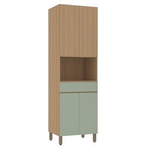 Paneleiro 70cm 4 Portas E 1 Gaveta Com Espaço Para Micro-ond Freijó-freijó Brasil-verde Jade