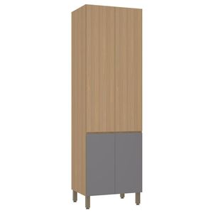 Paneleiro Duplo 70cm 4 Portas Slim Luciane Móveis Freijó-freijó Brasil-cinza Puro